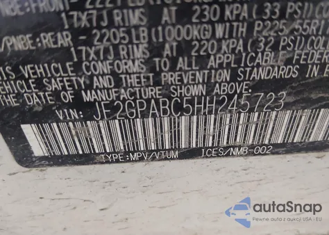 2017 Subaru Crosstrek 2.0I Premium из США, поврежденный, VIN JF2GPABC5HH245723